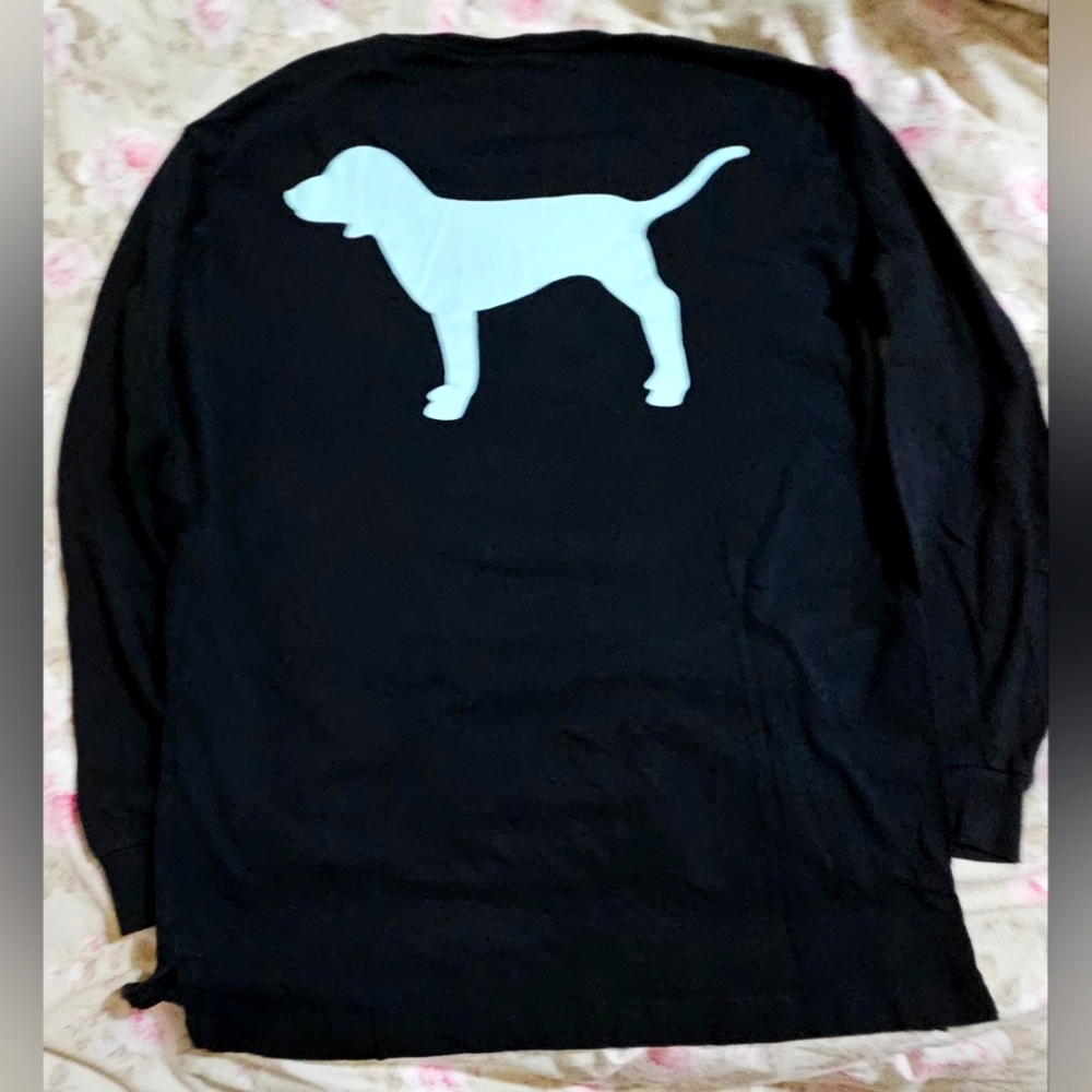 Victoria Secret PINK Black and Aqua long-sleeved shirt